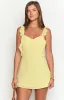 Joyce Yellow Chiffon Mini Dress sold by Beginning Boutique