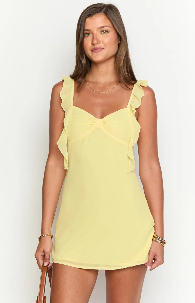 Joyce Yellow Chiffon Mini Dress sold by Beginning Boutique product image thumbnail 2
