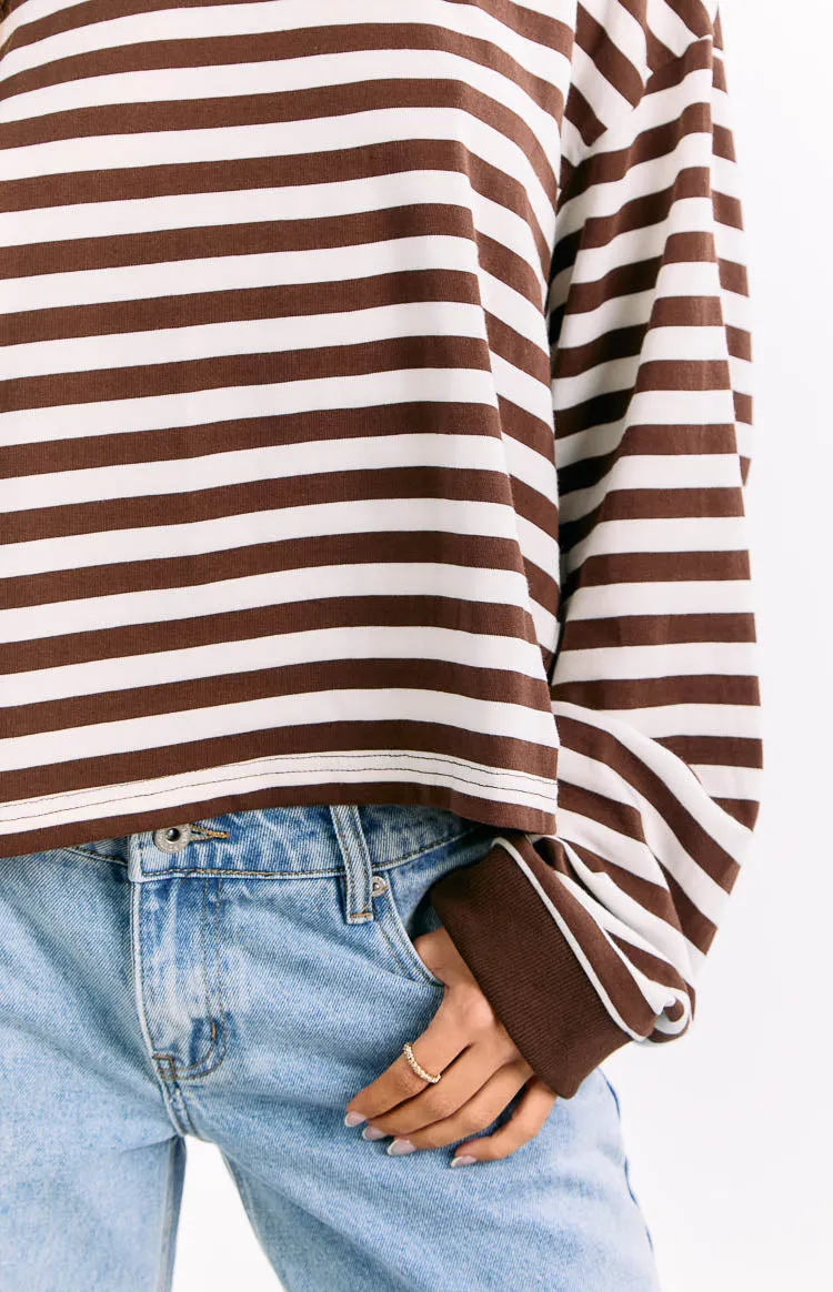 So Breezy Chocolate Stripe Long Sleeve Top sold by Beginning Boutique product image thumbnail 5