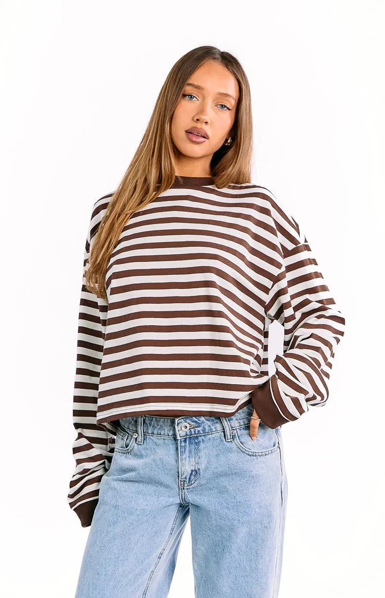 So Breezy Chocolate Stripe Long Sleeve Top sold by Beginning Boutique product image thumbnail 2