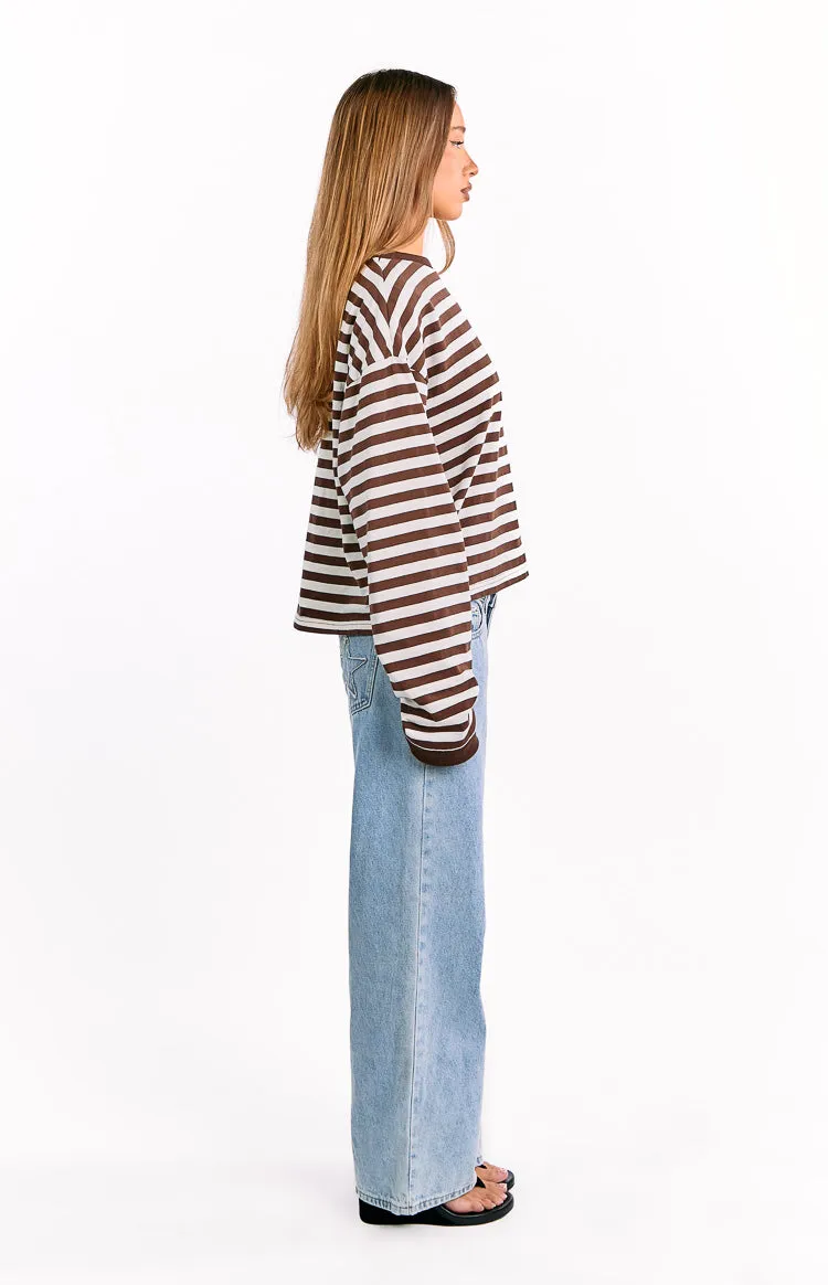 So Breezy Chocolate Stripe Long Sleeve Top sold by Beginning Boutique product image thumbnail 3