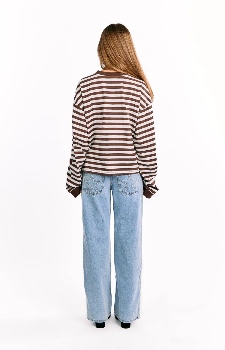 So Breezy Chocolate Stripe Long Sleeve Top sold by Beginning Boutique product image thumbnail 4