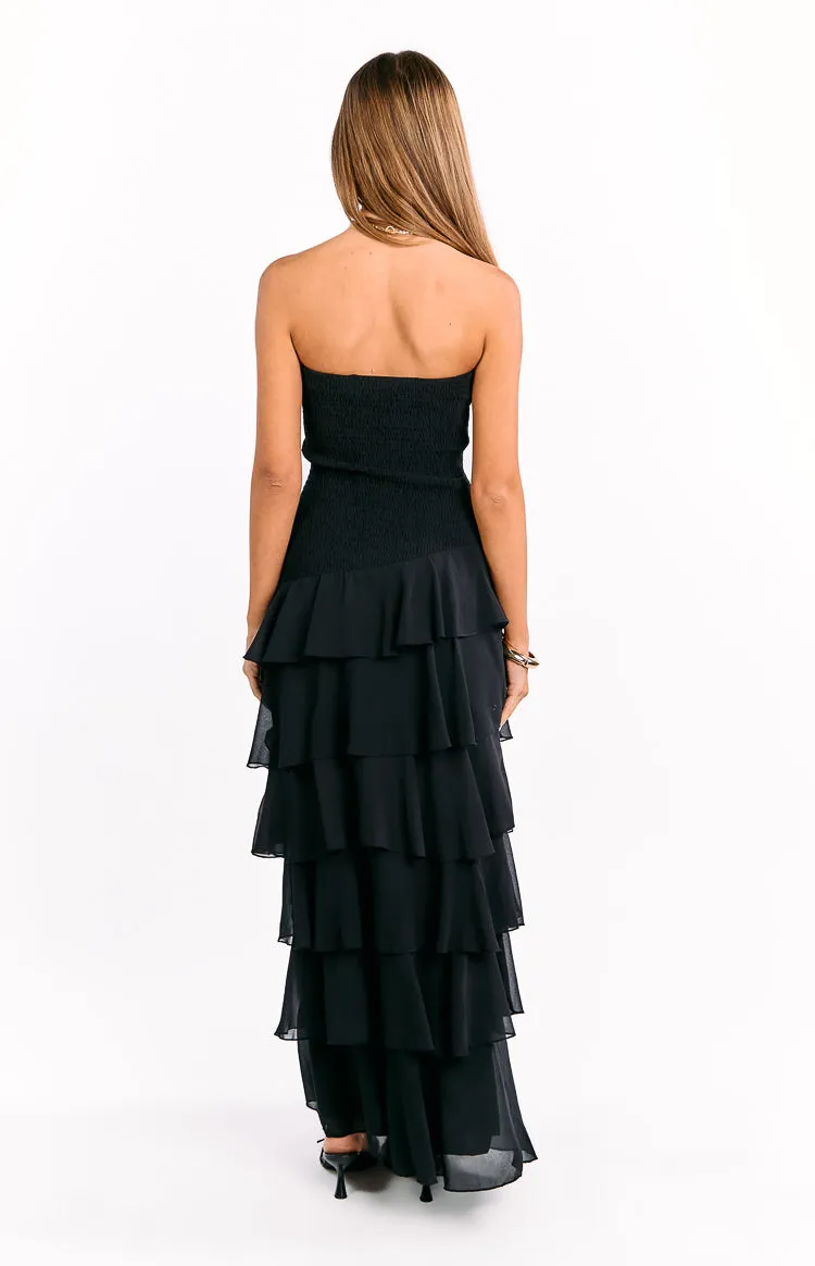 Riles Black Strapless Ruffle Maxi Dress sold by Beginning Boutique product image thumbnail 5