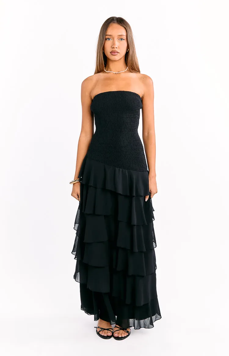 Riles Black Strapless Ruffle Maxi Dress sold by Beginning Boutique product image thumbnail 2