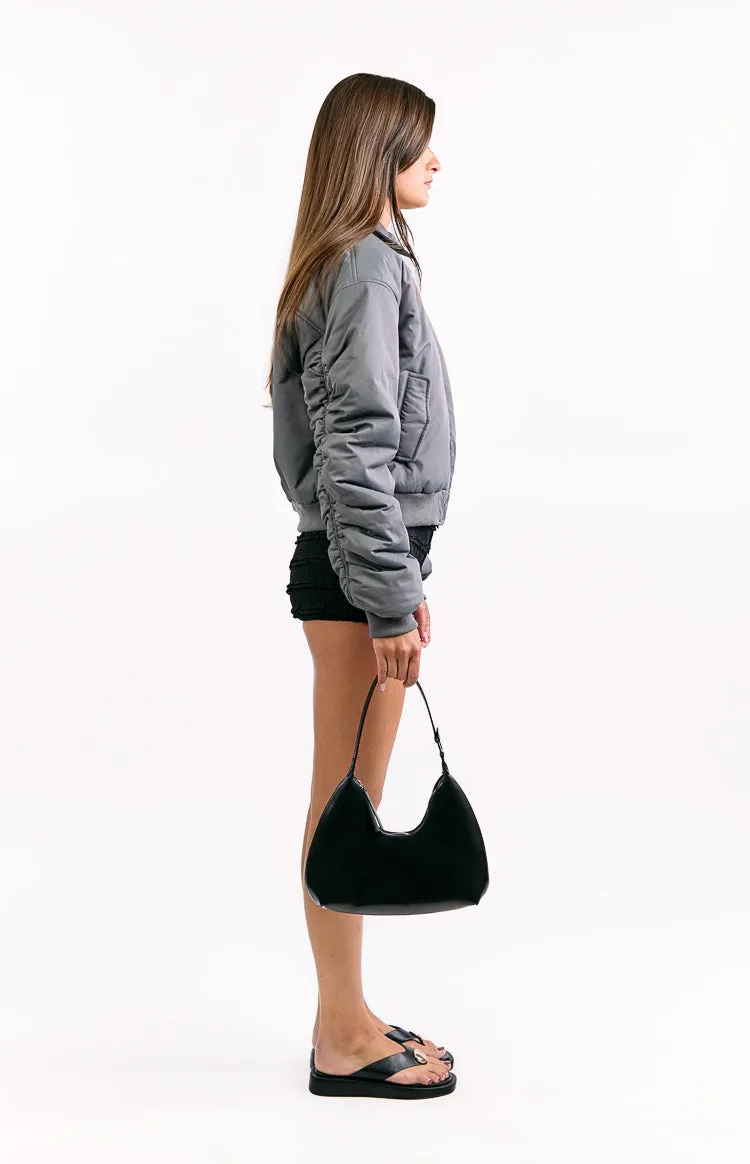 Benson Grey Puff Bomber Jacket sold by Beginning Boutique product image thumbnail 4