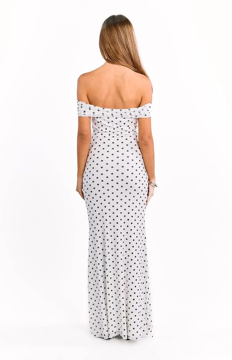 Cole White Polka Mesh Maxi Dress sold by Beginning Boutique product image thumbnail 5