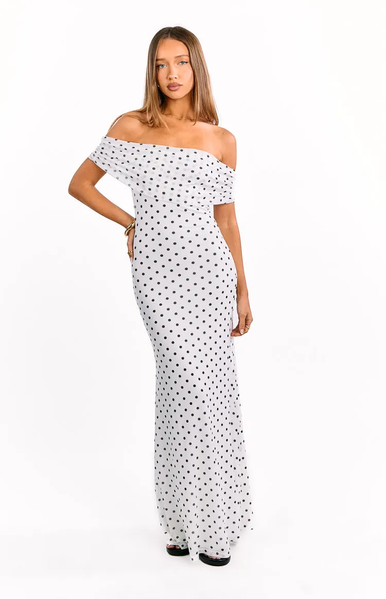 Cole White Polka Mesh Maxi Dress sold by Beginning Boutique product image thumbnail 2