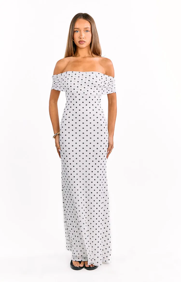 Cole White Polka Mesh Maxi Dress sold by Beginning Boutique product image thumbnail 3