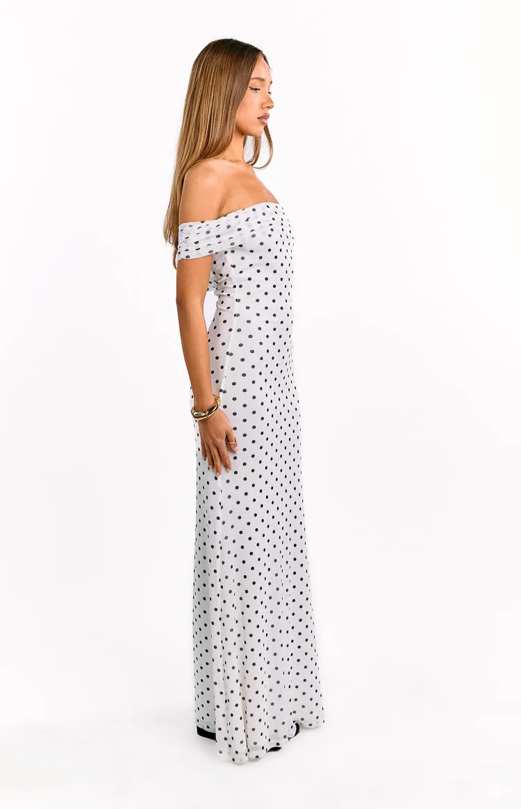 Cole White Polka Mesh Maxi Dress sold by Beginning Boutique product image thumbnail 4