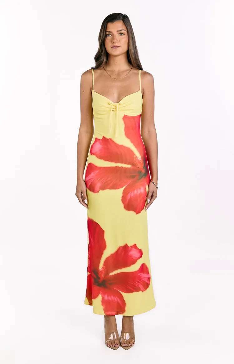 Rosalyn Yellow Hibiscus Print Maxi Dress sold by Beginning Boutique product image thumbnail 3