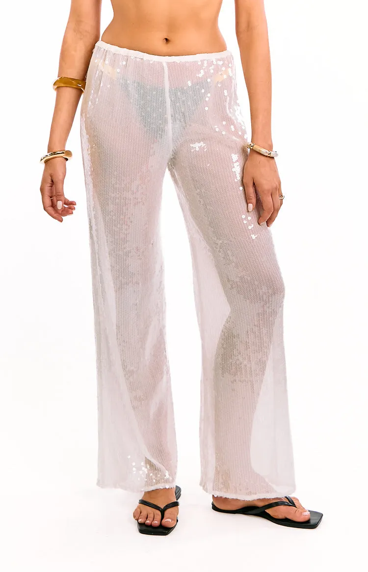 Cordelia White Sequin Wide Leg Pants sold by Beginning Boutique product image thumbnail 2