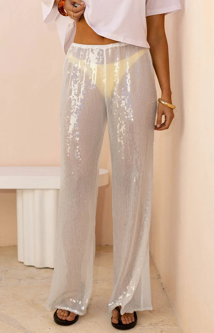 Cordelia White Sequin Wide Leg Pants sold by Beginning Boutique product image thumbnail 3