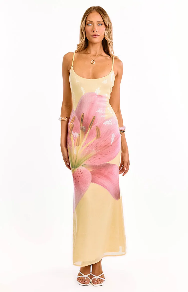 Marchelle Yellow Floral Sequin Maxi Dress sold by Beginning Boutique product image thumbnail 2