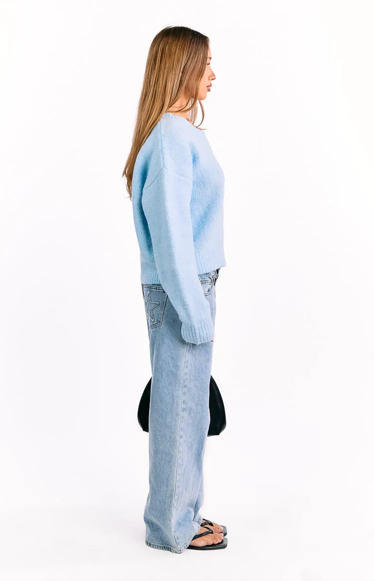 Stacey Light Blue Zip Knit Cardigan sold by Beginning Boutique product image thumbnail 4