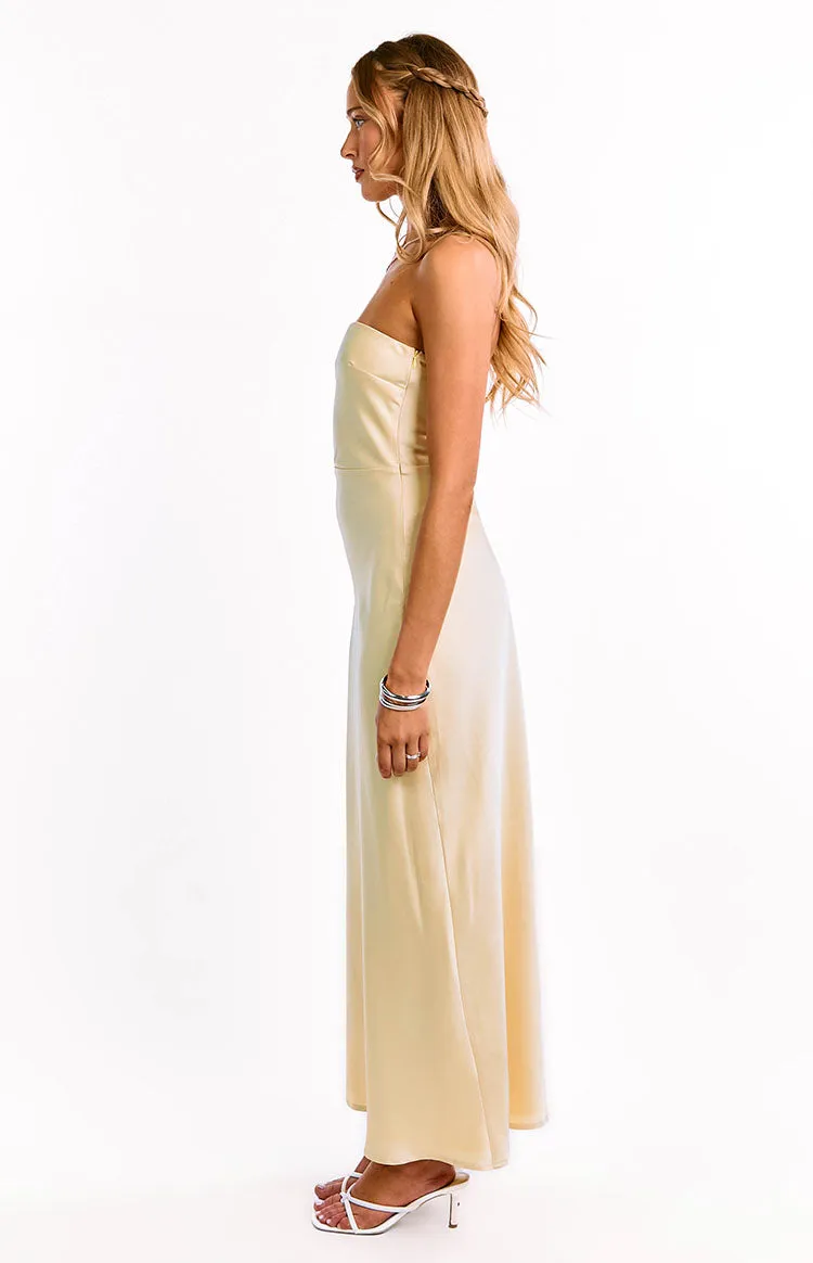 Maddix Yellow Strapless Formal Maxi Dress sold by Beginning Boutique product image thumbnail 3