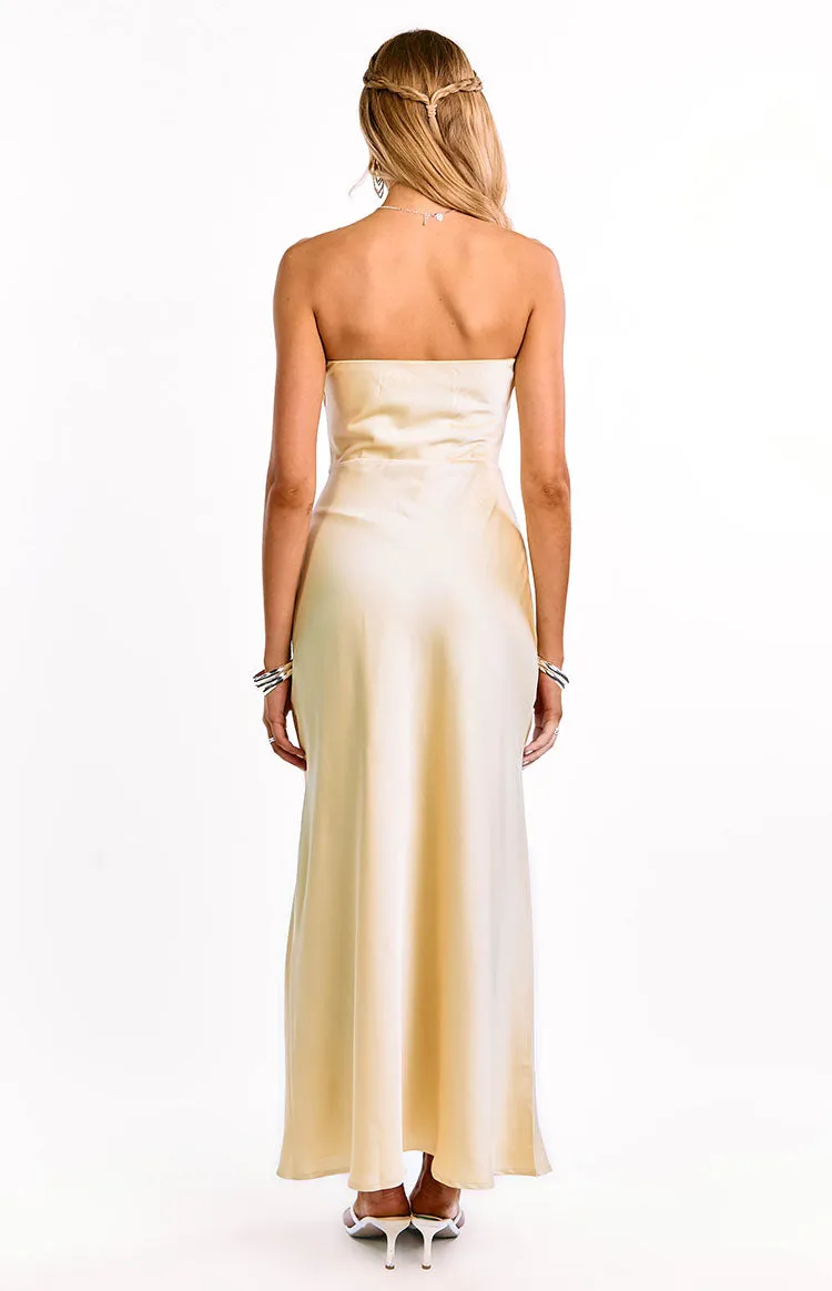 Maddix Yellow Strapless Formal Maxi Dress sold by Beginning Boutique product image thumbnail 4