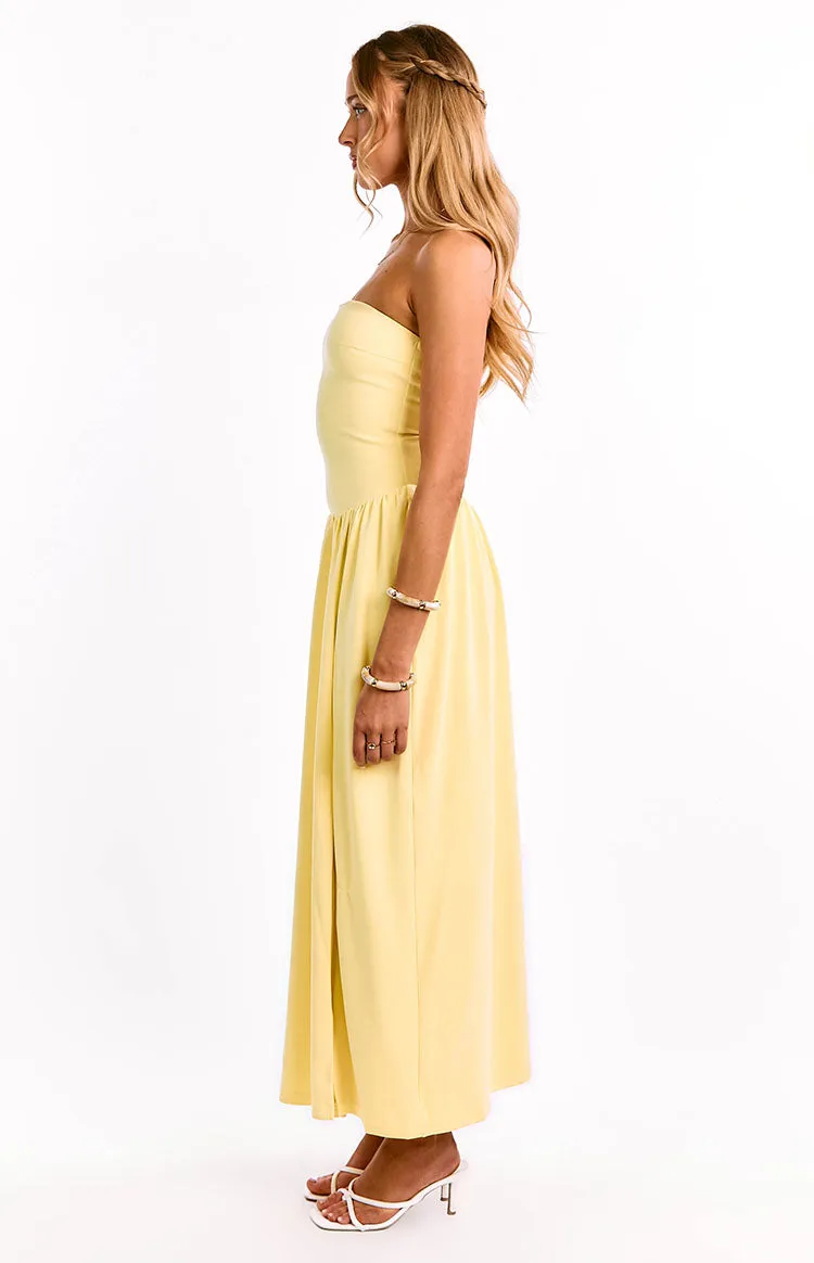Nate Yellow Strapless Formal Maxi Dress sold by Beginning Boutique product image thumbnail 3