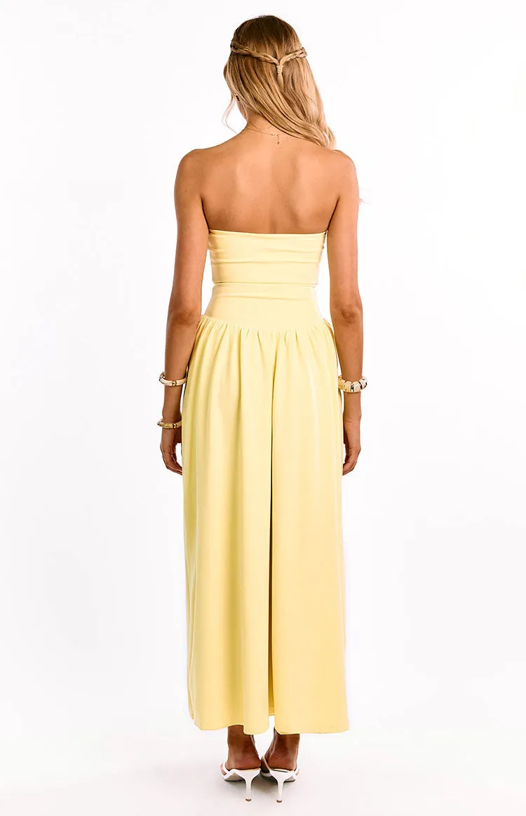 Nate Yellow Strapless Formal Maxi Dress sold by Beginning Boutique product image thumbnail 4