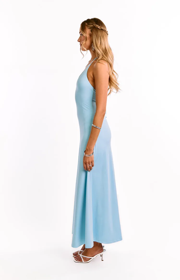 Chevelle Light Blue Halter Maxi dress sold by Beginning Boutique product image thumbnail 3