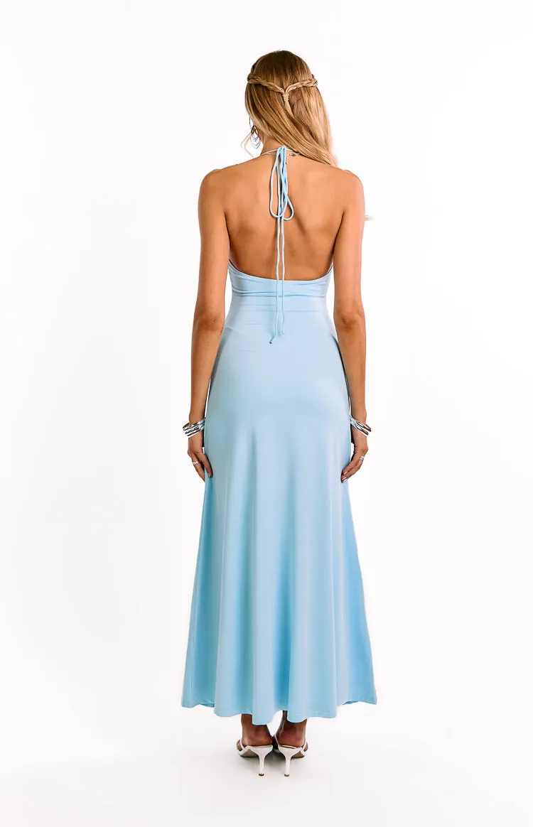 Chevelle Light Blue Halter Maxi dress sold by Beginning Boutique product image thumbnail 4