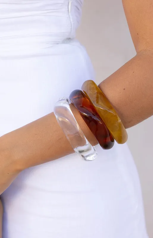 Zantie Tortoiseshell Resin Square Bangle sold by Beginning Boutique