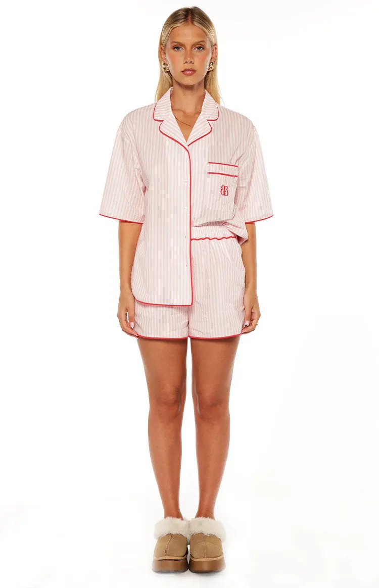 Alexea Pink Stripe Pajama Shorts sold by Beginning Boutique product image thumbnail 2