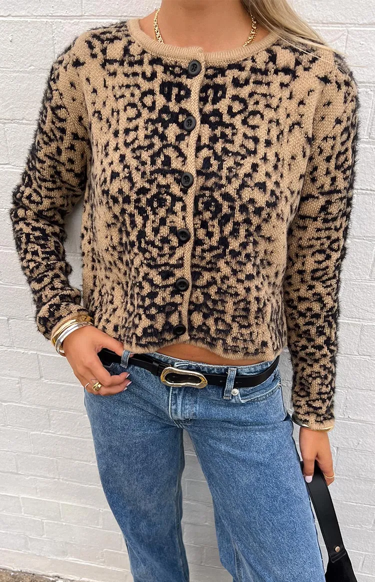 Kahli Leopard Print Cardigan sold by Beginning Boutique