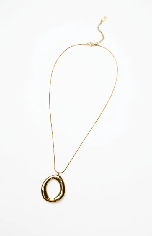 Sayla Gold Circle Pendant Necklace sold by Beginning Boutique