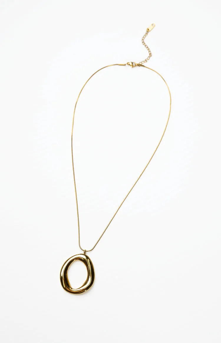 Sayla Gold Circle Pendant Necklace sold by Beginning Boutique