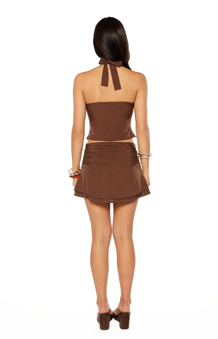 Briony Brown Polka Dot Mini Skirt sold by Beginning Boutique product image thumbnail 5