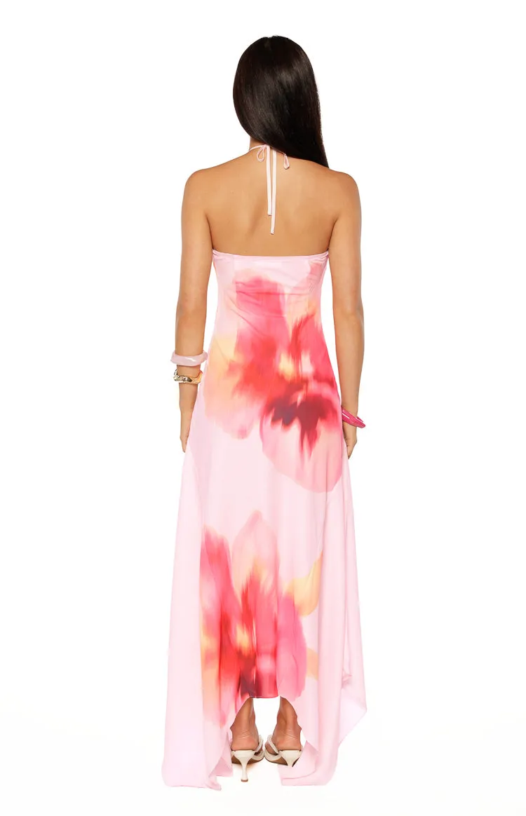 Elowen Pink Floral Halter Maxi Dress sold by Beginning Boutique product image thumbnail 4