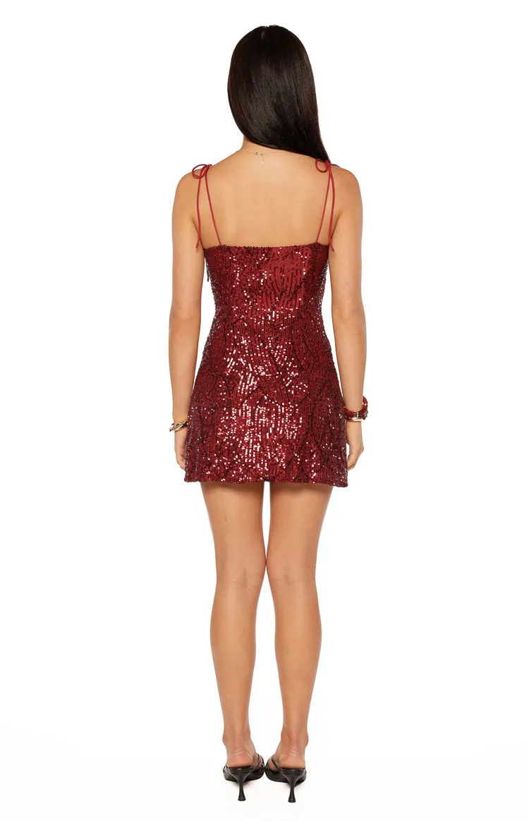 Penny Lane Red Sequin Mini Dress sold by Beginning Boutique product image thumbnail 5