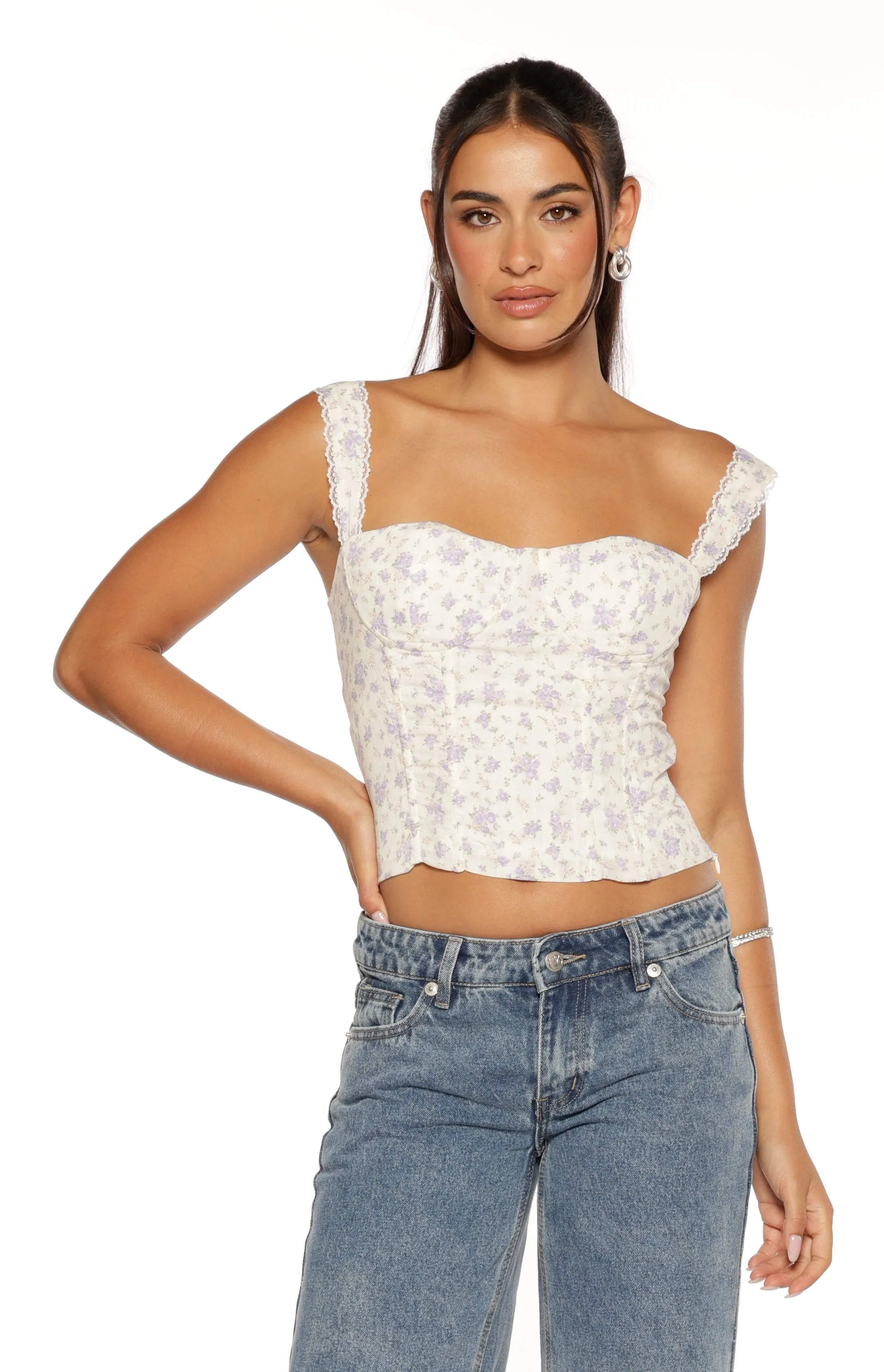 Louis Purple Floral Corset Top sold by Beginning Boutique product image thumbnail 2