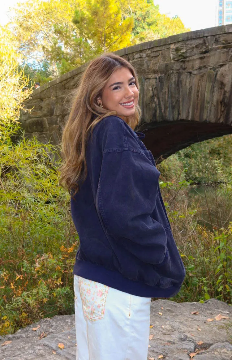 Tate Washed Navy Oversized Hooded Jacket sold by Beginning Boutique product image thumbnail 4