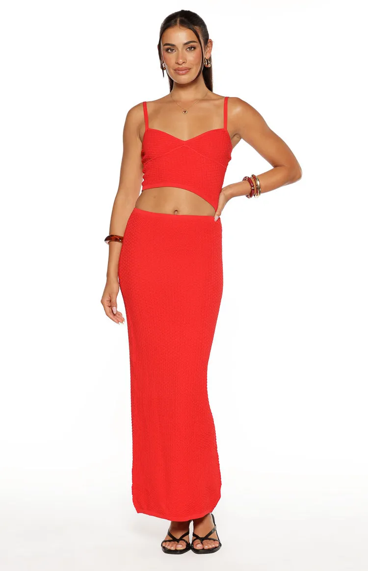 Tegan Red Knit Cut Out Maxi Dress sold by Beginning Boutique product image thumbnail 2