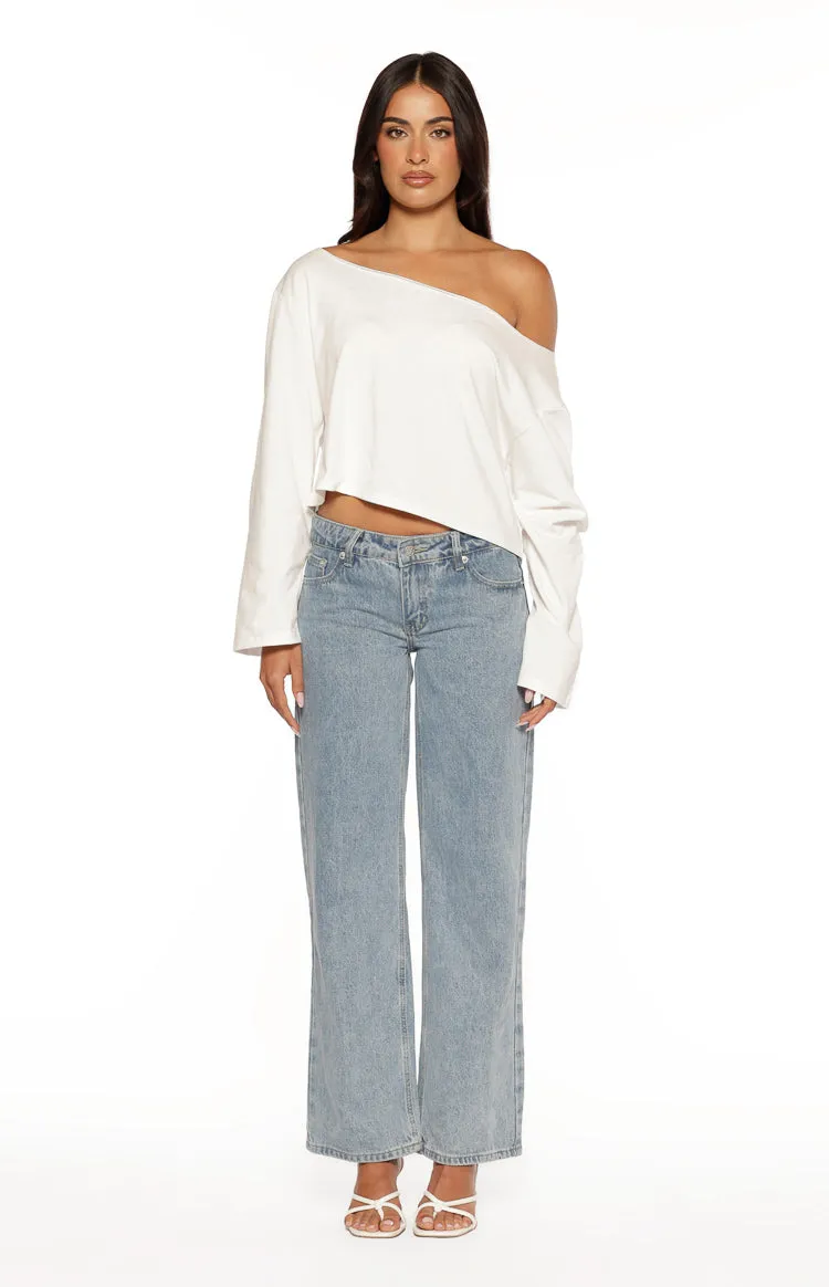 Phoenix White Off Shoulder Long Sleeve Top sold by Beginning Boutique product image thumbnail 5