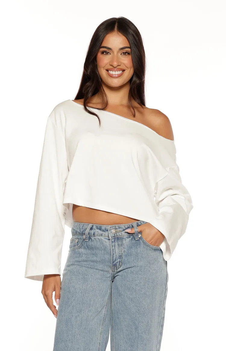 Phoenix White Off Shoulder Long Sleeve Top sold by Beginning Boutique product image thumbnail 2