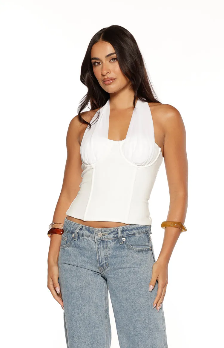 Ivie White Corset Halter Neck Top sold by Beginning Boutique product image thumbnail 2