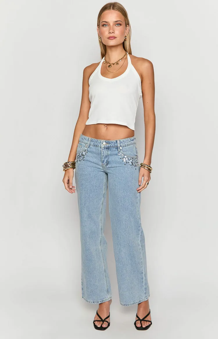 Clara Sequin Light Wash Denim Low Rise Jeans sold by Beginning Boutique product image thumbnail 2