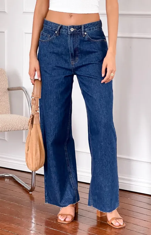 She's Yours Dark Wash Denim Wide Leg Boyfriend Jeans sold by Beginning Boutique