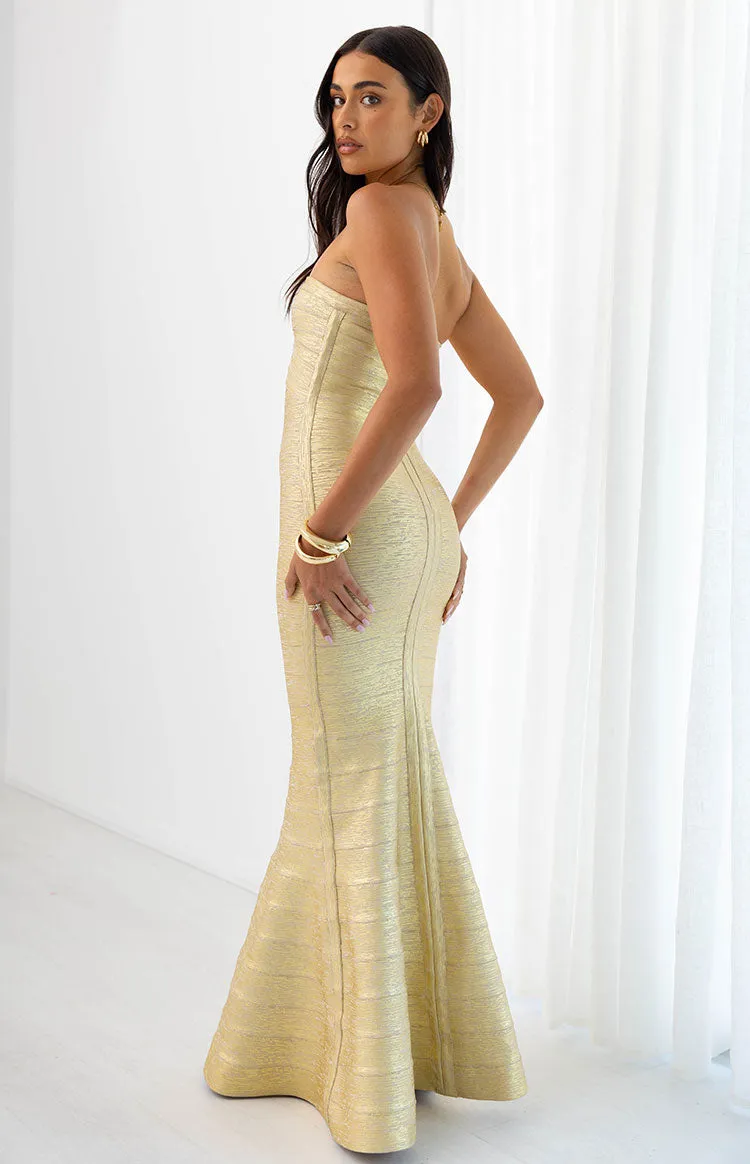 Amanda Gold Bandage Strapless Formal Maxi Dress sold by Beginning Boutique product image thumbnail 5