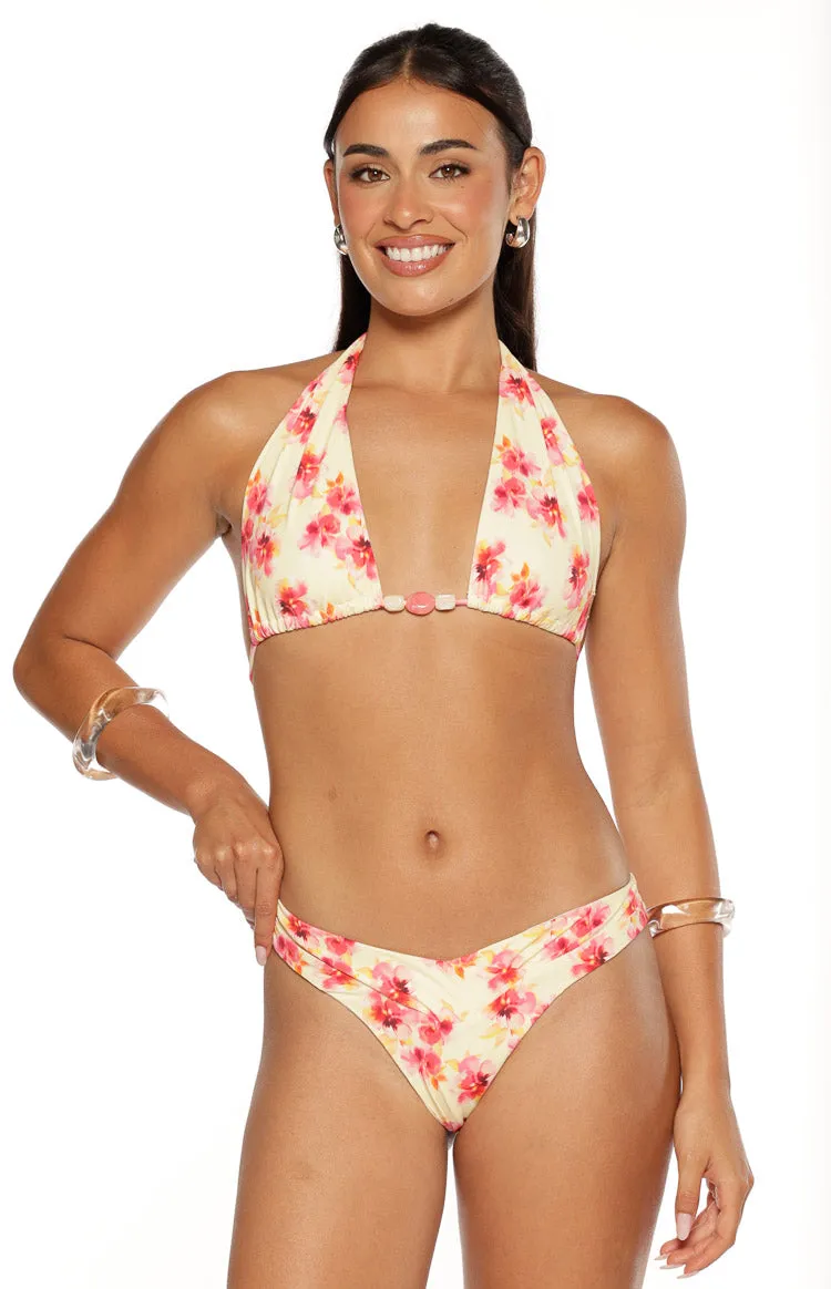 Coraya Yellow and Pink Floral Print Wrap Bikini Bottoms sold by Beginning Boutique product image thumbnail 2