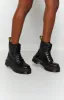 Dr. Martens Jadon 8 Eye Boot Black Polish Smooth sold by Beginning Boutique