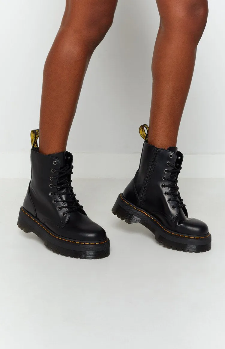 Dr. Martens Jadon 8 Eye Boot Black Polish Smooth sold by Beginning Boutique product image thumbnail 3