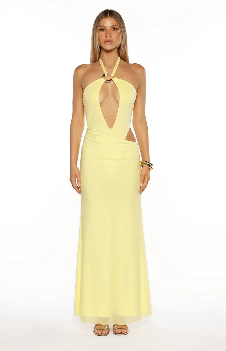 Stella Yellow Halter Cut Out Maxi Dress sold by Beginning Boutique product image thumbnail 2
