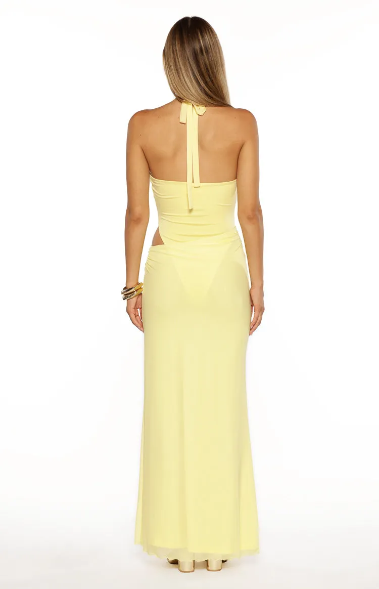 Stella Yellow Halter Cut Out Maxi Dress sold by Beginning Boutique product image thumbnail 4