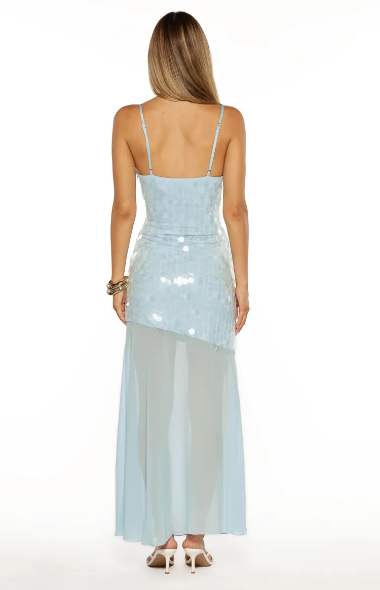 Belinda Light Blue Sequin Maxi Dress sold by Beginning Boutique product image thumbnail 4