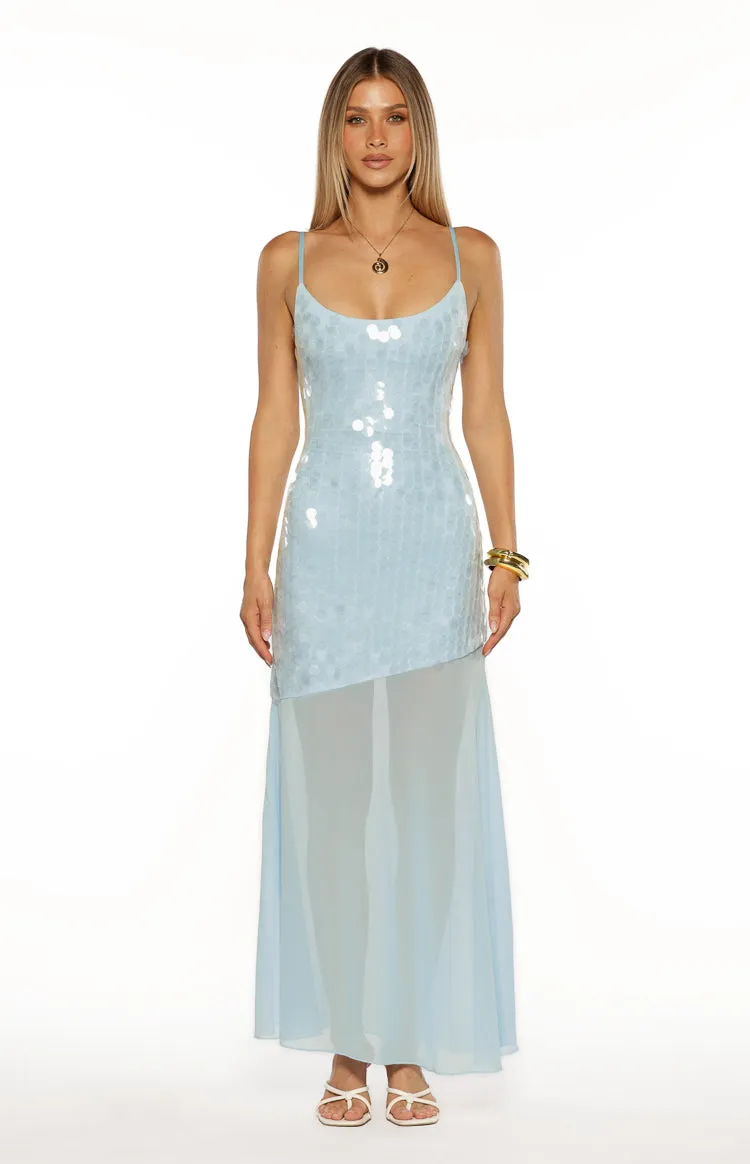 Belinda Light Blue Sequin Maxi Dress sold by Beginning Boutique product image thumbnail 2