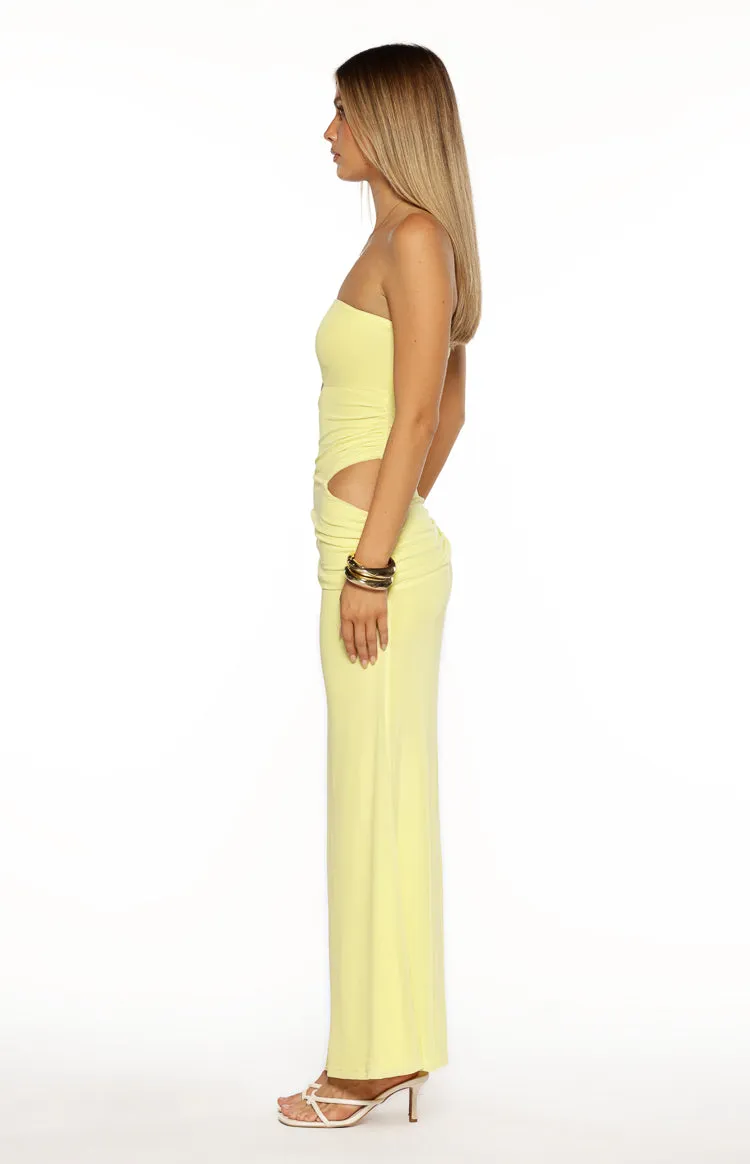 Xela Yellow Strapless Maxi Dress sold by Beginning Boutique product image thumbnail 3