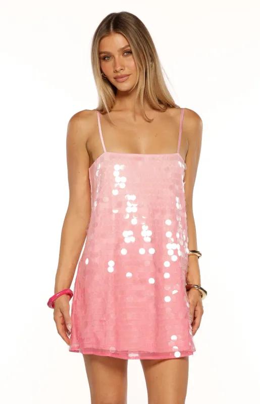 Sansone Pink Ombre Sequin Mini Dress sold by Beginning Boutique